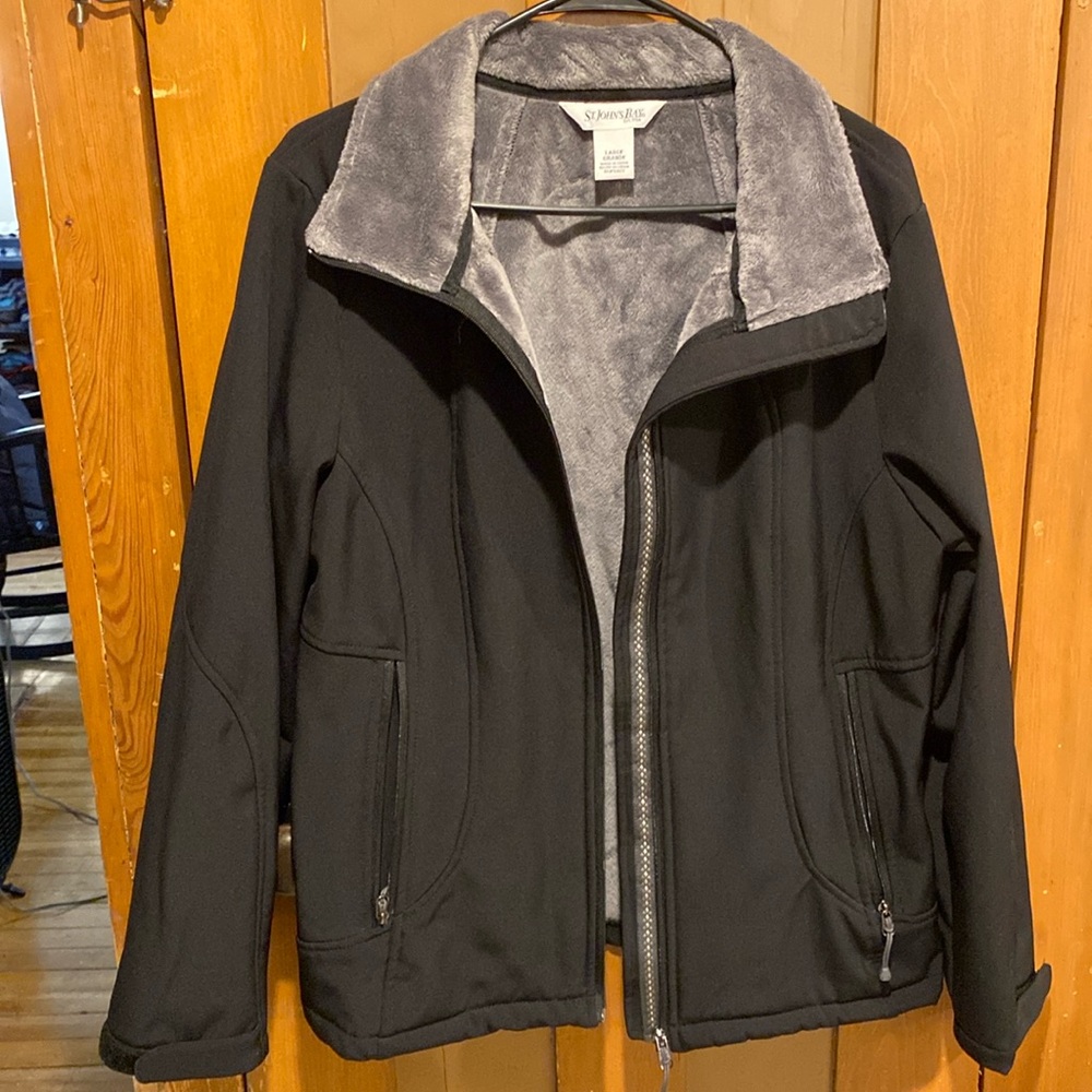 Women’s Faux Fur St. John’s Bay Black Jacket,Size Large